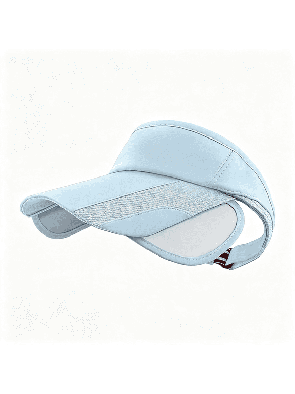 Summer Sun Visor Hats for Women Adjustable Golf Cap with Retractable Wide Brim Sun Uv Protection Beach Hats for Sport Outdoor Light Blue Visor