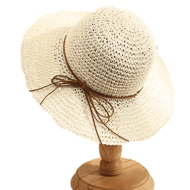 TELOLY Sun Hat Bow Decoration Bucket Hats for Woman Big Brim Sun Hats for Women,Off-White