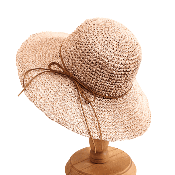 TELOLY Sun Hat Bow Decoration Bucket Hats for Woman Big Brim Sun Hats for Women,Pink