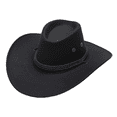 thumbnail image 1 of TELOLY Sun Hat Men Summer Large Brim Outdoor Riding Hat Beach Hat Breathable Suede Tapered Top Cowboy Hat Hats for Men,Black, 1 of 2