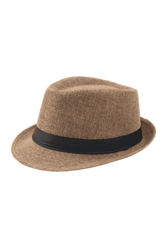 Sun Hat Men and Women Summer Sun Protection Breathable Jazz Hat Top Hat One Size Fits All Imitation Linen Black Curled Edge Beach Hat Hats for Men,Khaki