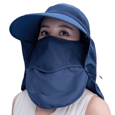TELOLY Sun Hat Removable Hollow Top Large Brim Bucket Hats for Woman Spring and Summer Solid Color Foldable Simple Style Bucket Hat,Navy Blue,Classic