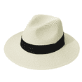 thumbnail image 1 of TELOLY Sun Hat Summer Men and Women European and American Style Foldable British Hats Bucket Hat One Size Fits All Wide Brim Dome Straw Hat Top Hat,Off-White, 1 of 2