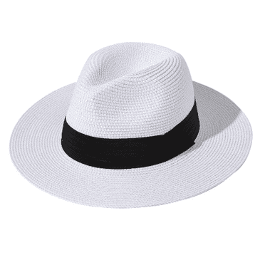TELOLY Sun Hat Summer Men and Women European and American Style Foldable British Hats Bucket Hat One Size Fits All Wide Brim Dome Straw Hat Top Hat,White