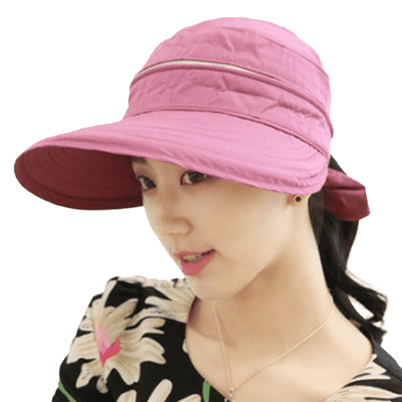 TELOLY Sun Hat Women Summer Outdoor Cycling Empty Top Cap Cotton Detachable Zippered Large Brim Curved Brim Fedora Hats for Men,Pink Purple