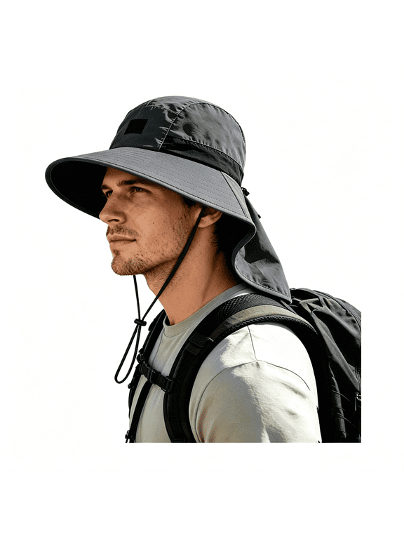 Sun Hats for Men Women Fishing Hat Upf 50+ Uv Protective Hiking Hats Wide Brimbucket Hat with Neck Flap Neck Flap Sunhat Men