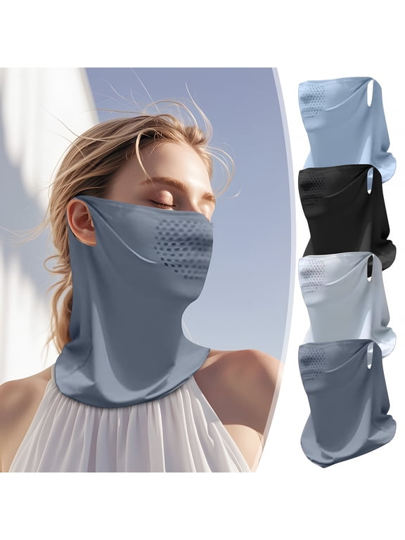 Sunscreen Neck Gaiter Face Mask | UPF50+ Ice Silk Breathable Quick-Dry Outdoor Headscarf | Full Face & Neck Coverage | Ear Hanging | Cycling Fishing Hiking Scarf | Cooling Sun Protection