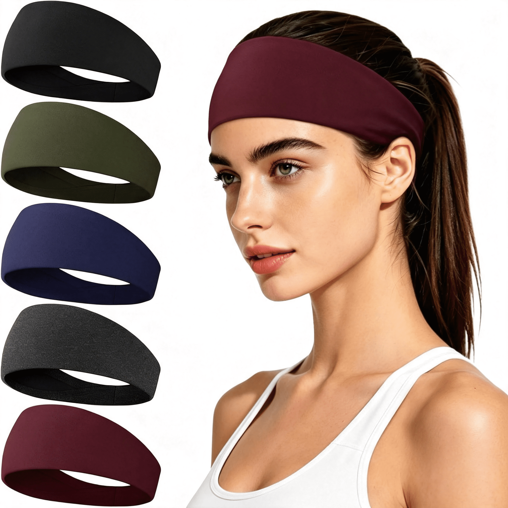 TELOLY Sweat Band,5Pcs Headband Moisture Wicking for Running Sports ...