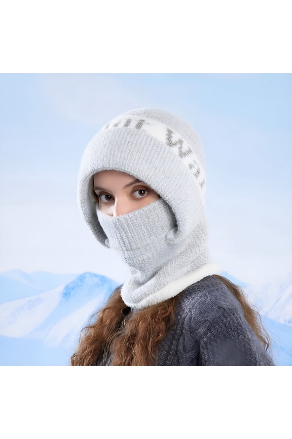 Symoid Womens White Winter Balaclava - Fleece Lined Acrylic, Warm Windproof, Full Face and Neck Coverage, One Size Fits All for Cold Weather Skiing Commuting,Size Free Size