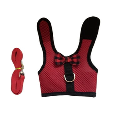 TELOLY Teacup Dog Harness,Comfortable Fit Cat Harness and Leash,Breathable Fabric Safety Lock Buckle Cat Leash,Red,Chest Girth 7-9In