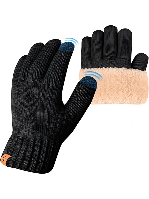 Thermal Winter Gloves-Fleece Lining Touch Screen Knit Stretchy Warm Gloves for Running Cycling Riding- Men Women