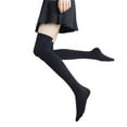 thumbnail image 1 of TELOLY Thigh High Socks,Velvet Fabric Lined Tights,Knee-High Design Slimming Effect Warm Tights,Black, 1 of 2