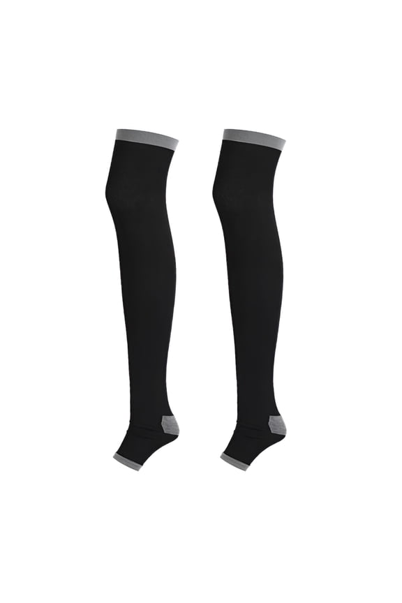 Thigh High Women Compression Socks Open Toe Socks Opaque Over The Knee Long Stockings for Recovery Swelling,Running,Flight Travel,Blood Circulation,31.5"X3.54"X0.12"