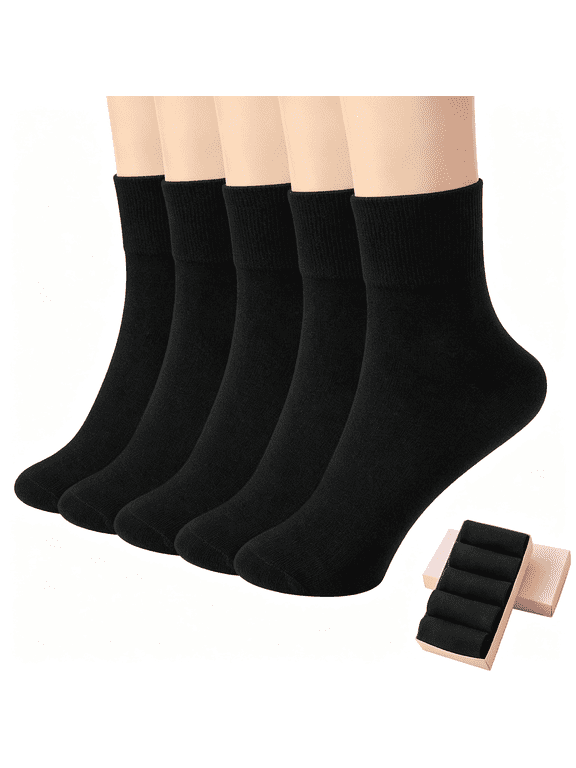 Thin Soft Cotton Crew Socks for Women Ankle Above Bootie Socks Gifts for Women 5-10 Pairs Soft Cotton Black Ankle Socks for Women