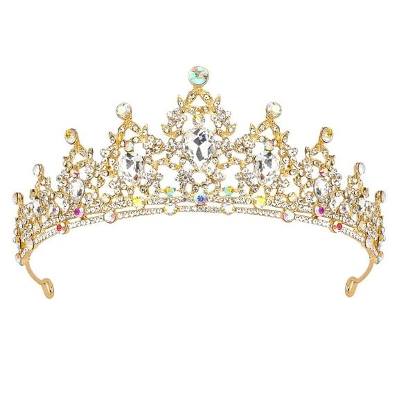 TELOLY Tiaras for Girls AB Silver Crown Crystal Princess Crown Headband Birthday Queen Rhinestone Shiny Tiara for Women Princess Decoration Quinceanera Crown for Wedding Party Prom Halloween