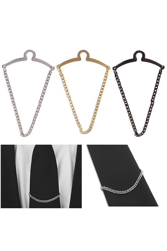 Tie Pin All Match Anti-rust Prevent Sagging Polished Non-oxidizing Fixing Tightly Men Tie Chain Tack Clip Locking Pin Dress Gift, Silver