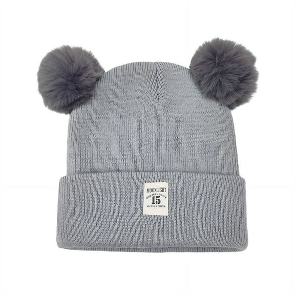 TELOLY Toddler Beanie,Ear Protection Boys Winter Hat,Soft Knitted Material Warm Kids Beanie,Gray