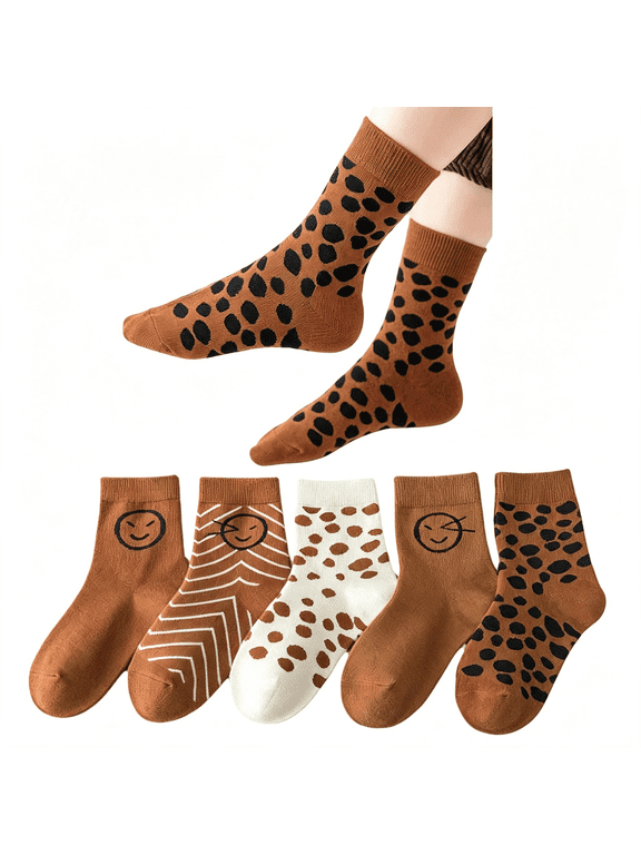 Toddler Boys Girls Spotted Leopard Ankle Socks Kids Polka Dots Cotton Casual Fashion Crew Socks Leopard Socks