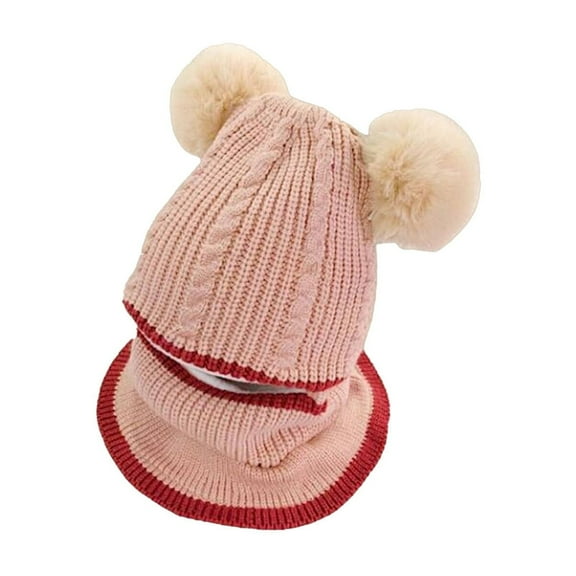 TELOLY Toddler Hat Cute Korean-Style Design Toddler Winter Hat All-Around Comfortable Fit Kids Winter Hat Beige Pink