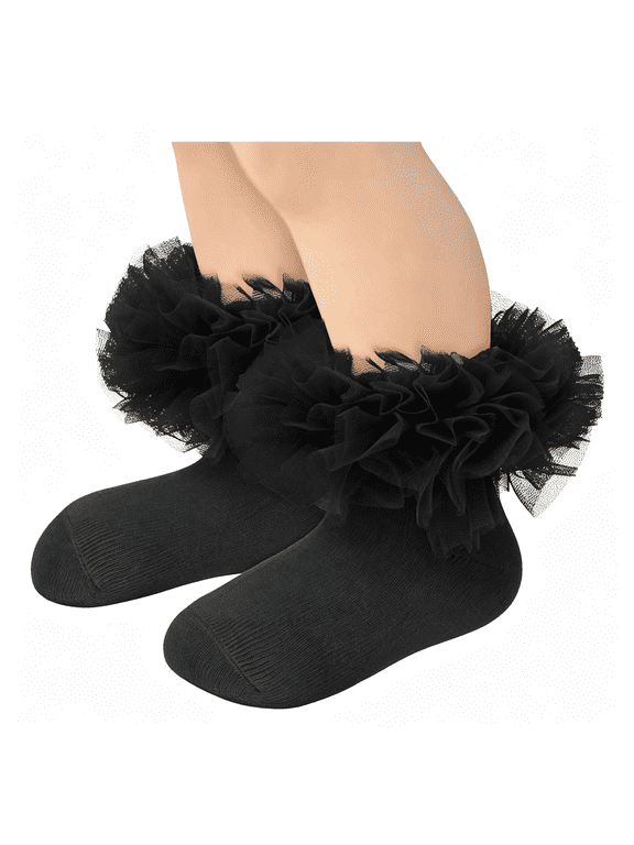 Toddler Ruffle Socks for Girls 1-10 Years Baby Lace Frilly Tutu Socks | Ruffles, Tulle, Soft Cotton, for Birthday Easter