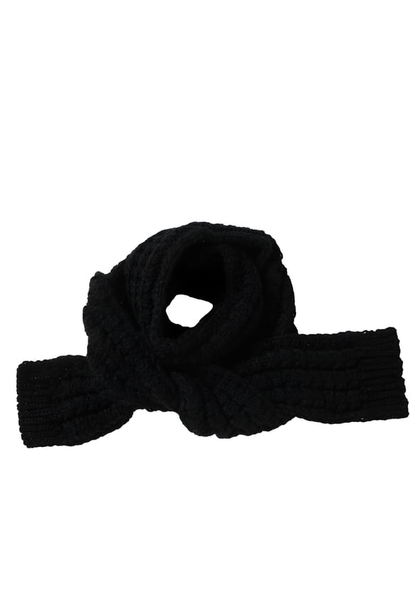 Toddler Scarf Boys Girls, Kids Winter Warm Knitted Scarves Wrap Neck Warmer - Black