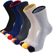 TELOLY Men's Toe Socks Cotton Athletic Running Ankle 5 Finger Quarter Socks, Breathable Mesh Sports Socks Size 10-13, 5 Pairs