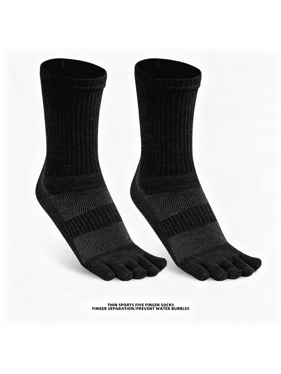Toe Socks for Men Women Running Mid-Calf Finger Socks Athletic Breathable Five Toe Design Quick Dry, 3Pairs Ventilated Toe Socks for Men