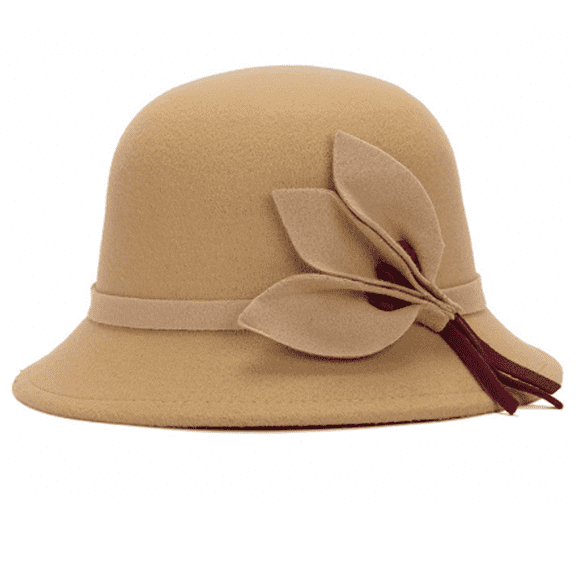 TELOLY Top Hat European and American British Style Ladies Hat Fedora Hats for Men Autumn and Winter Warm Imitation Wool Womens Hats,Camel