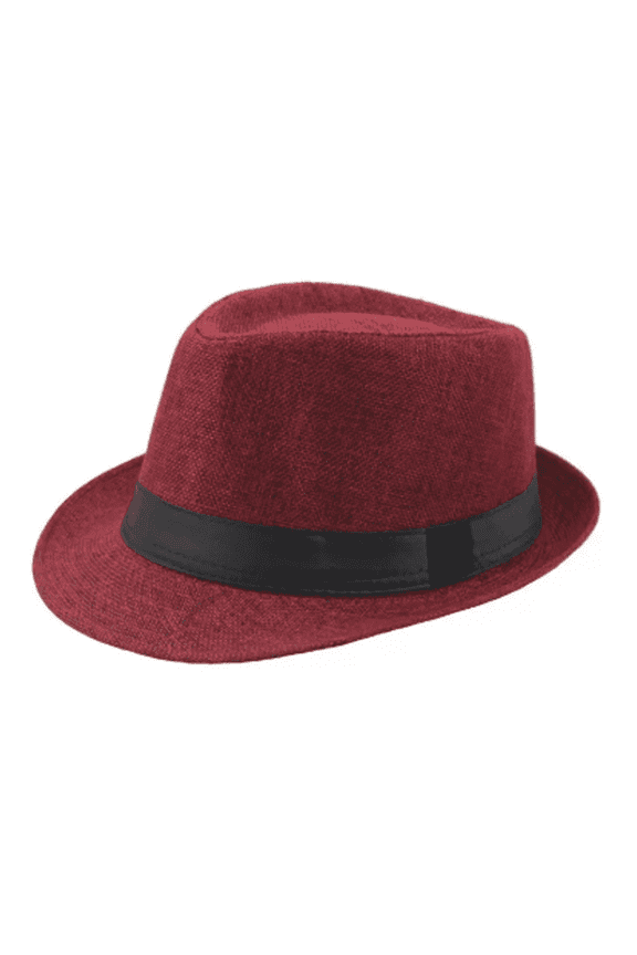 Top Hat Summer British Style for Men and Women Fedora Hats for Men Linen Couple Solid Color Sun Hats for Women,Claret