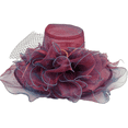 thumbnail image 1 of TELOLY Top Hat Summer Organza Hat with Large Brim Sun Hats for Women Large Floral Mesh Hat with Wide Brim Beach Hat,Claret, 1 of 2