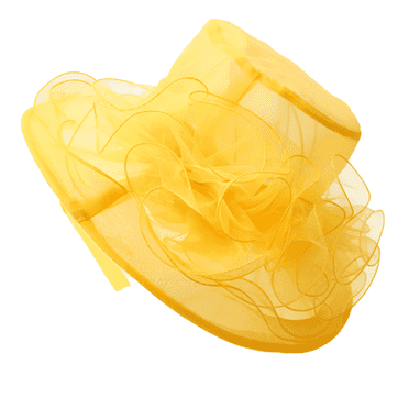 TELOLY Top Hat Summer Retro Style Foldable Large Brim Hat Sun Hats for Women Organza Floral Breathable Beach Hats for Women,Yellow