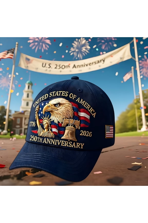 United States 250Th Anniversary Baseball Cap, Adjustable Patriotic Bald Eagle Printed Hat, American Celebration Cap for Men and Women