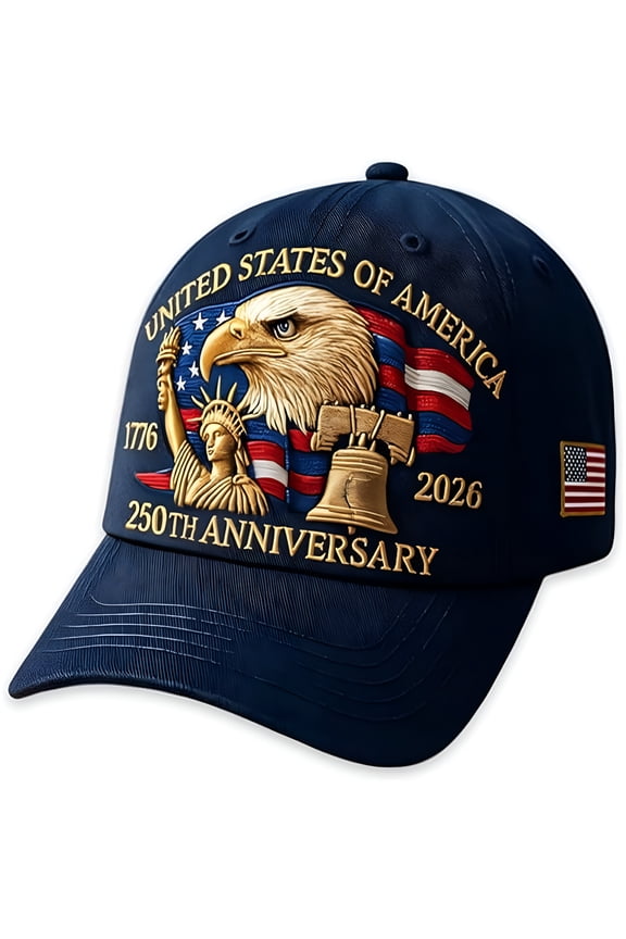 US 250Th Anniversary Cap United States 250Th Anniversary Hat, Adjustable Bald Eagle Printed Patriotic Baseball Cap for Men Women Multi (Blue)