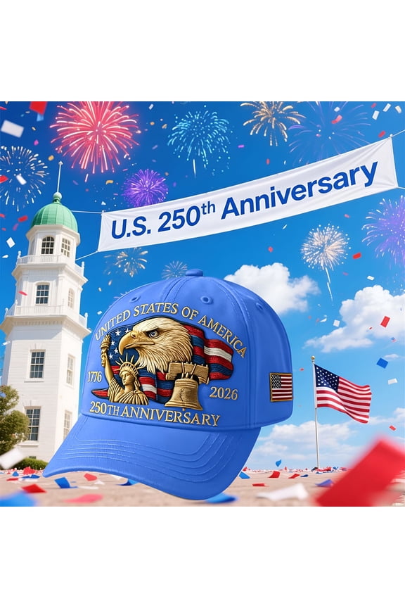 US 250th Anniversary Cap United States 250th Anniversary Hat, Adjustable Bald Eagle Printed Patriotic Baseball Cap for Men Women Multi (Blue)