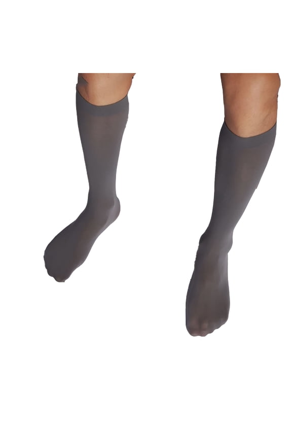 Ultra Thin Mens See Through Dress Socks Sheer Stockings for Business Use Dark Gray