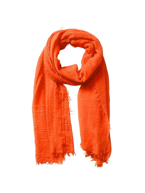 Unisex Cotton Blend Crinkle Scarf Ladies Lightweight Long Soft Scarves Wrap Head Scarf with Fringes Shawl for Summer Fall Winter Fall Scarves 35