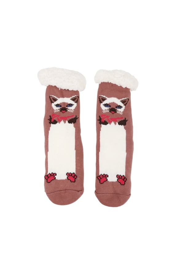 Unisex Cute Cat Socks-Pink Mid Calf Socks with Fluffy Cuff,Nylon Spandex Blend,Free Size,Cozy for Loungewear&Cold Weather,1 Pair,Size Free Size Cat Socks for Women