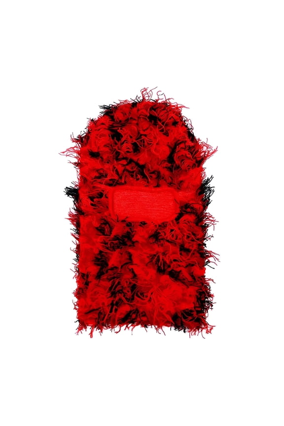 Unisex Distressed Balaclava Knitted Full Face Ski Mask Winter Windproof Neck Warmer for Men Women (Red&Black)