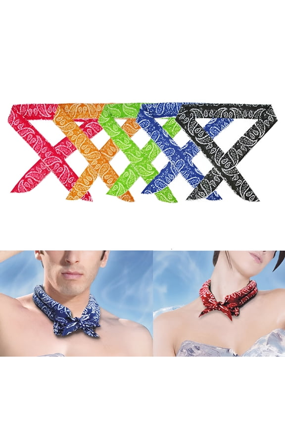 Unisex Leaves Print Cool Bandana Ties Neck Wrap Cooler Headband Ice Cold Scarf