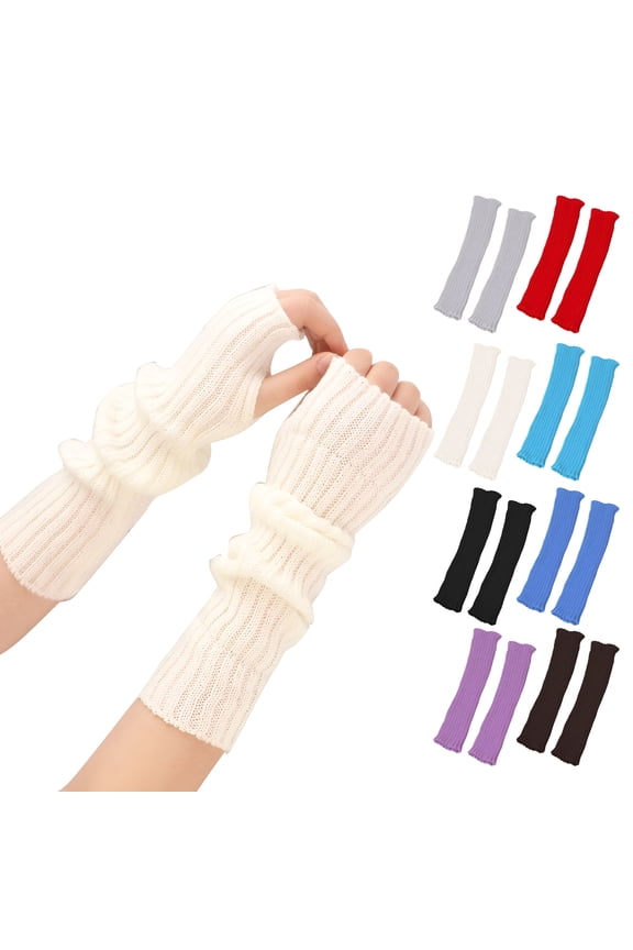 Unisex Long Fingerless Arm Warmers with Thumb Hole Thermal Knit for Cold Weather Arm Warmers for Kids