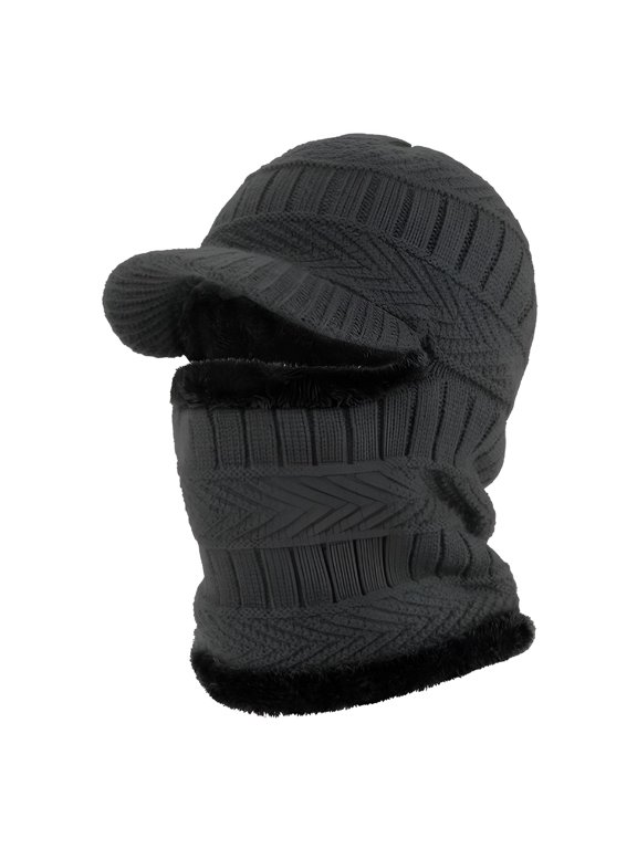 Unisex Men Women Knitted Balaclava Beanie Hat Winter Neck Warmer Ski Face Cover Neck Gaiter (Grey)