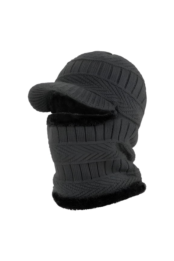 Unisex Men Women Knitted Balaclava Beanie Hat Winter Neck Warmer Ski Face Cover Neck Gaiter (Grey)