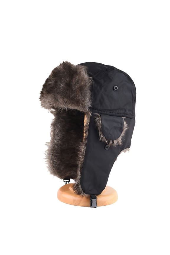 Unisex Men Women Russian Hat Trapper Bomber Warm Trooper Ear Flaps Winter Ski Hat Solid Color Faux Fur Cap Headwear