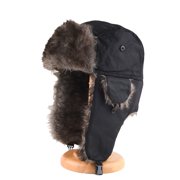 TELOLY Unisex Men Women Russian Hat Trapper Bomber Warm Trooper Ear Flaps Winter Ski Hat Solid Color Faux Fur Cap Headwear