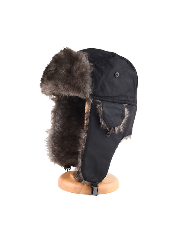 Unisex Men Women Russian Hat Trapper Bomber Warm Trooper Ear Flaps Winter Ski Hat Solid Color Faux Fur Cap Headwear