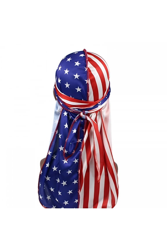 Unisex Silky Durags Funny Dollar American Us Flag Print Bonnet Hat Pirate Cap