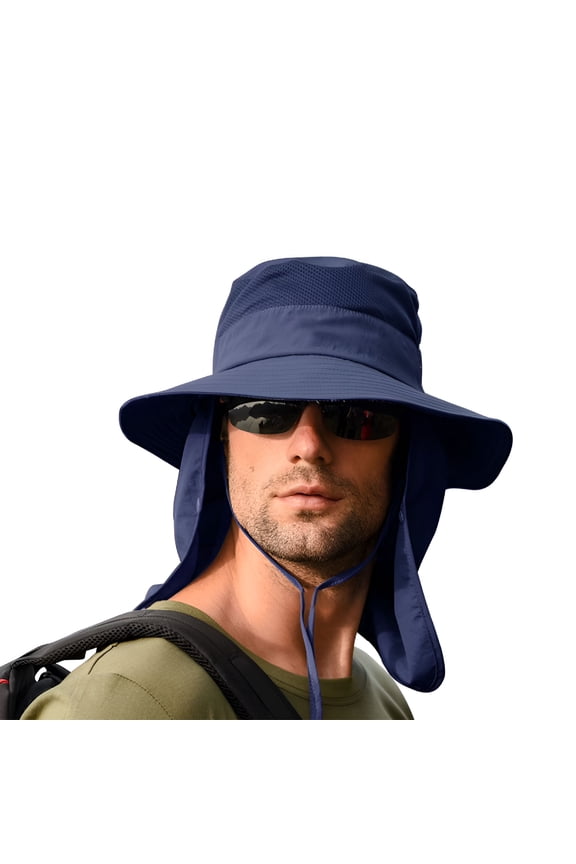Unisex Sun Bucket Hat Neck Flap Cover,Wide Brim Fishing Safari Cap Uv Protection Fishing Hats