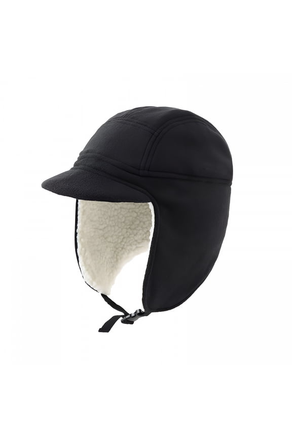 Unisex Warm Trapper Hats with Earflap Fleece Winter Windproof Russian Brim Ear-Flap Hat Hunting Ski Caps for Men Women Hunting Hat,Black