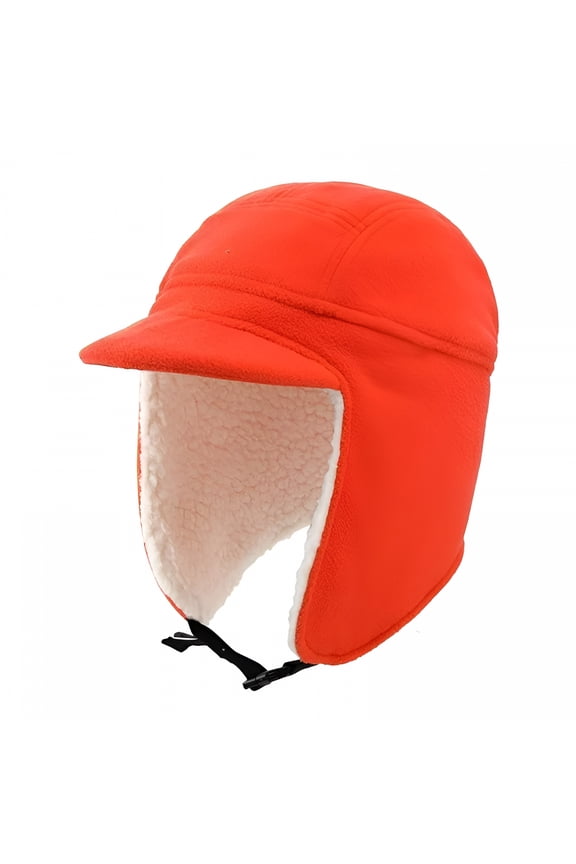 Unisex Warm Trapper Hats with Earflap Fleece Winter Windproof Russian Brim Ear-Flap Hat Hunting Ski Caps for Men Women,Orange