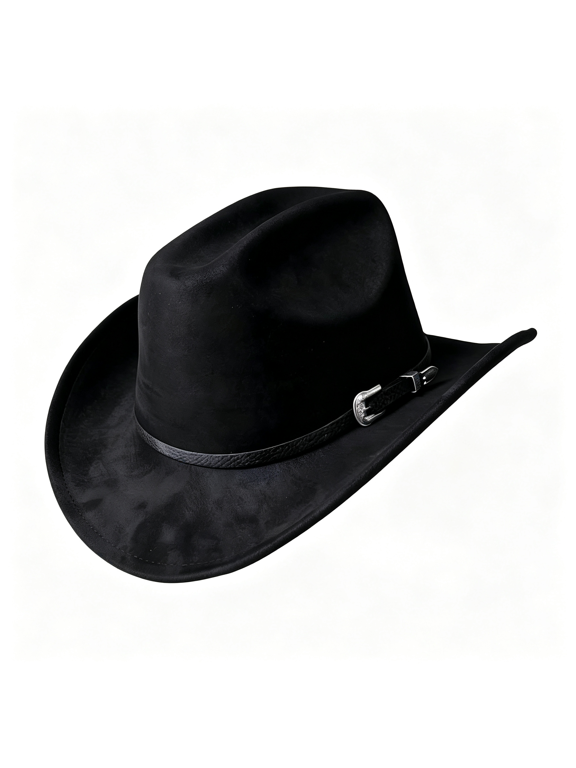 Unisex Western Cowboy Hat with Belt Adjustable Wide Brim Sun Hat for Festival Ranch Party Beach Outdoor Adjustable Wide Brim Mens Cowboy Hat